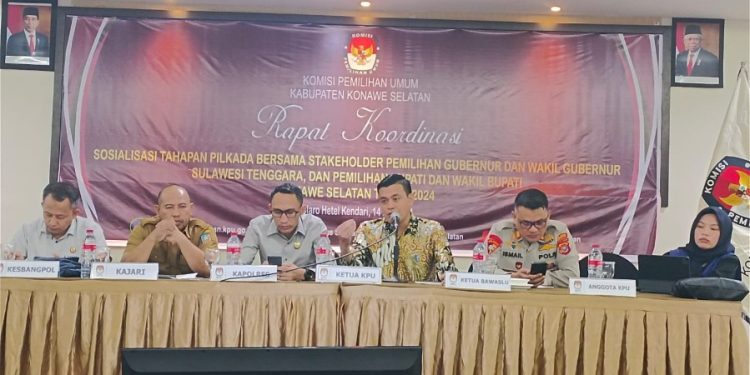 KPU Konsel Rakor Bersama Lintas Sektor Terkait Persiapan Pilkada 2024