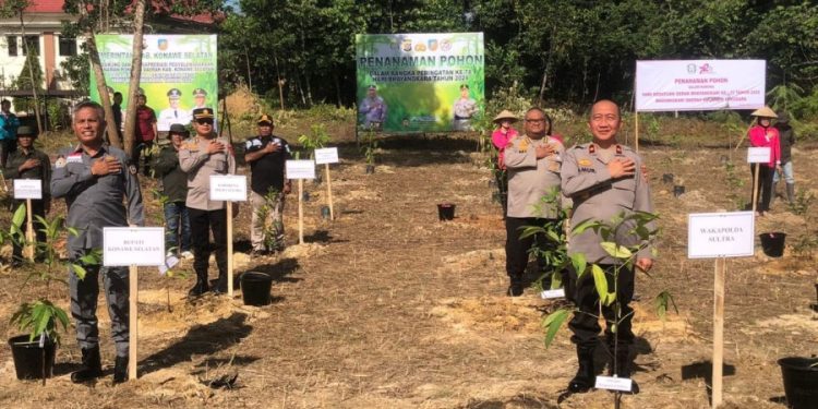 Sambut HUT Bhayangkara ke-78, Polda Gandeng Pemkab Konsel Gelar Aksi Penanaman Sejuta Pohon
